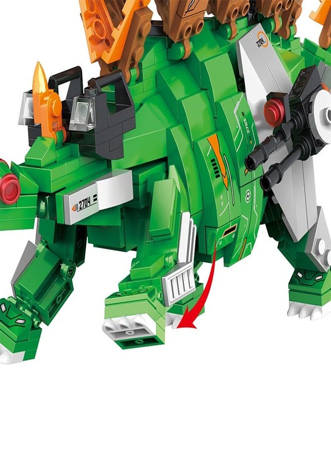 ICW 2IN1 Dinosaur Building Blocks Set, Stegosaurus Robot Construction Toy with Action Figure 587 PCS (2703) - Image 5